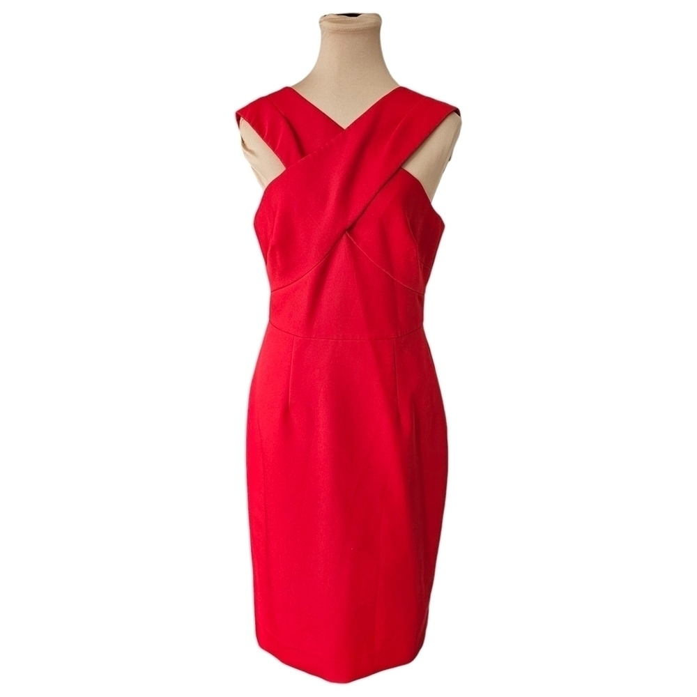 Milly Elegant Red Top Cross Midi Dress Sz 8